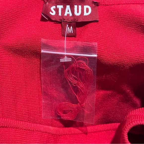 Staud Ellison Pleat Effect Sweater Dress, Red, Size M - Picture 7 of 10